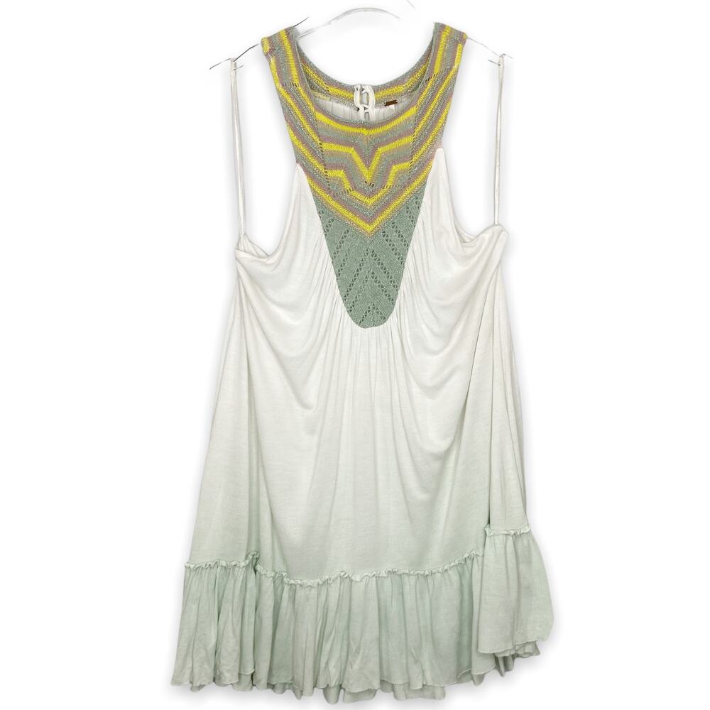 Free People Crochet & Ruffle Ombre Trapeze Tunic Top / Dress Size Medium